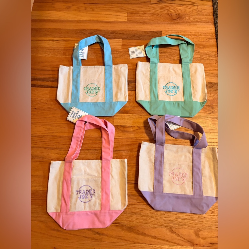 NWT Trader Joe’s Pastel Mini Canvas Tote